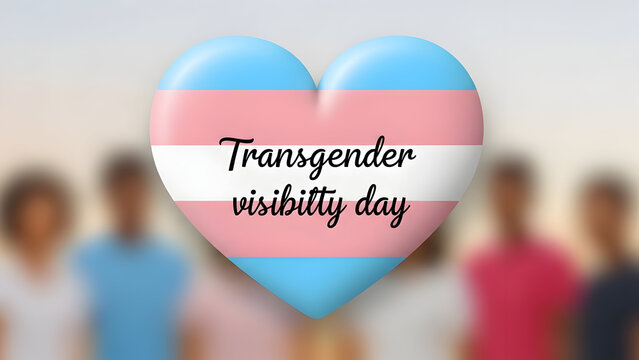 Transgender visibility day heart flag diverse people