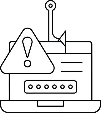 phishing warning line art vector illustration on transparent background