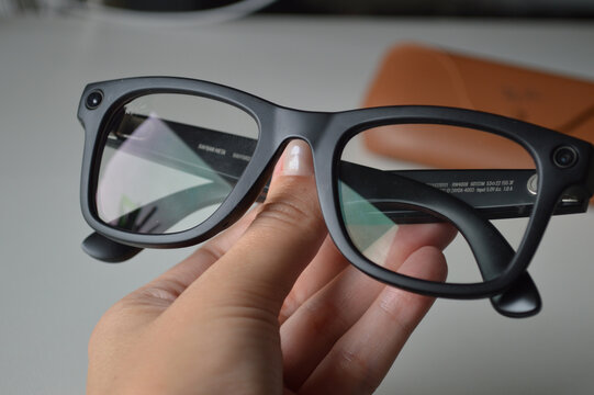 Ray-Ban Meta smart glasses in hand - wearable technology and augmented reality eyewear