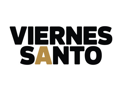 A logo for Viernes Santo, a Spanish term for Holy Friday, with bold black and gold lettering on a white background.
