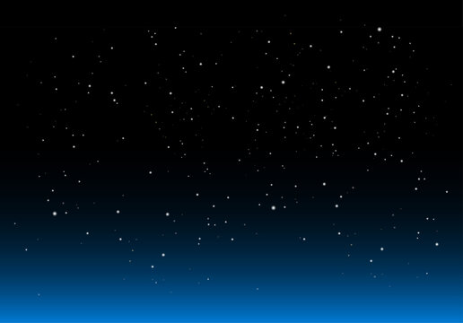 Minimal starry night sky before sunrise background - vector few stars space background with black and blue gradient