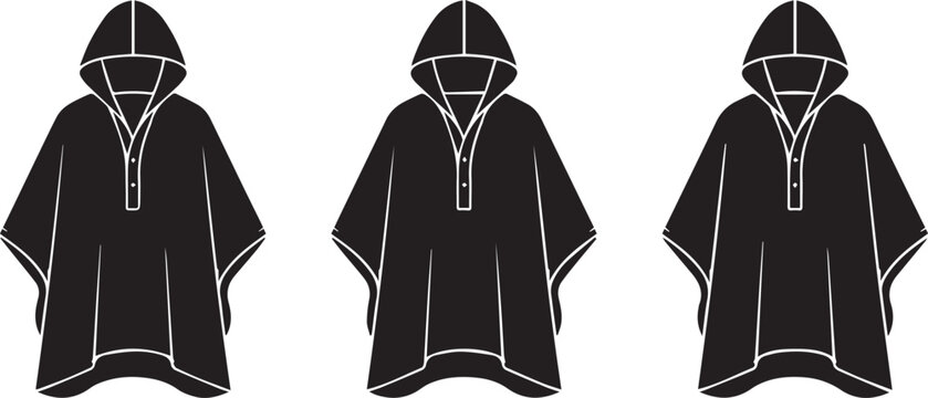 Waterproof Rain Poncho Hooded Cape Silhouettes
