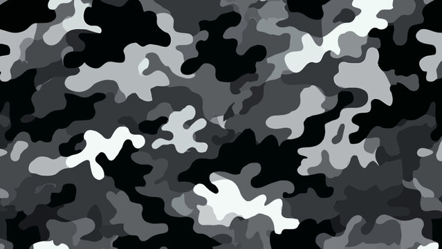 Military camouflage seamless pattern design featuring abstract shapes for tactical concealment