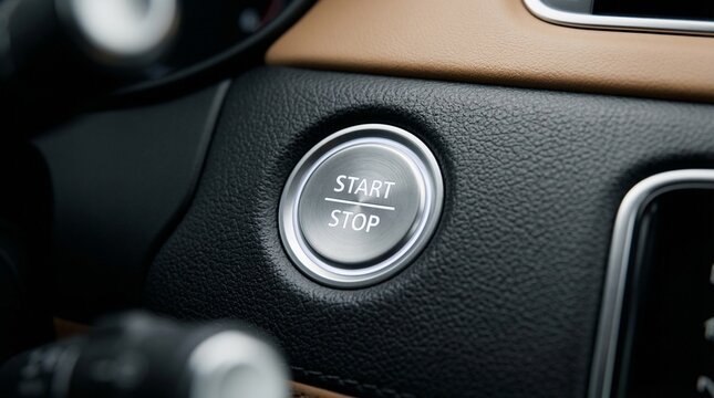 Car Start Stop Button Closeup