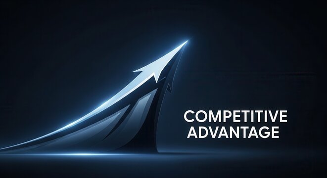 Strategic business growth visualization representing the convergence of technology and finance for achieving competitive advantage in the modern global economy. no human,no face,