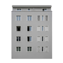Naklejka premium A gray building with multiple windows and balconies