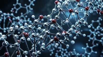 Molecular Structure Background with 3d Atoms and Chemical Bonds Representing Science and Biotechnology Research in High Detail