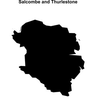 Salcombe and Thurlestone (England) blank outline map