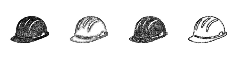 Fototapeta premium Sketch safety helmet icon design set