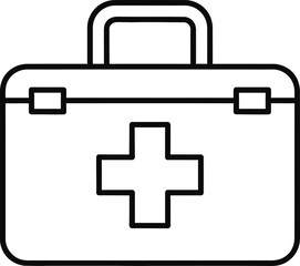 Obraz premium First aid kit icon line art symbol for emergency medical assistance and safety