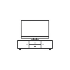 Obraz premium Line Art Illustration of a Television on a Stand.