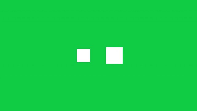 Two Squares Loading Loop Animation - White Boxes Buffering Isolated On Green Background