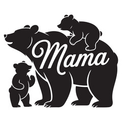 Obraz premium Mama bear and cub family love bonding silhouette vector illustration flat design