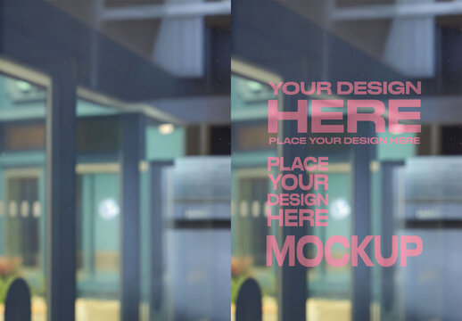 Real photo of Glass Window for Lettering. PSD template mockup.