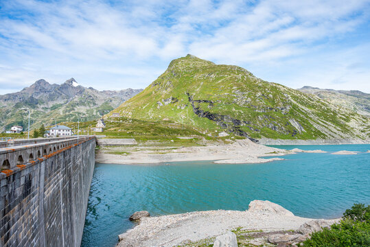 Montespluga reservoir in the italian alps