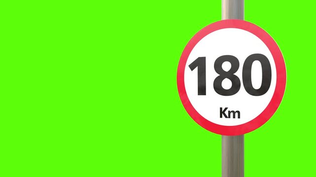 A speed limit sign showing a maximum speed of 180 km/h