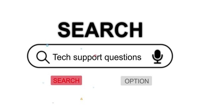 Tech support questions search bar interface with microphone for voice search microphone tech help