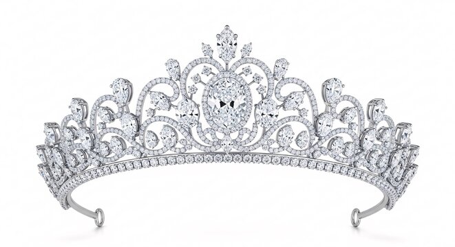 Elegant diamond tiara on white background luxury jewelry design