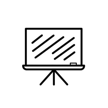 Blackboard on a tripod stand line art icon.