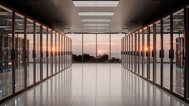 Futuristic Data Center Server Corridor