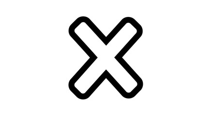 Obraz premium Simple Black Outline 'X' Mark Icon for Close, Delete, Error, Cancel, or Multiplication Symbol on White Background