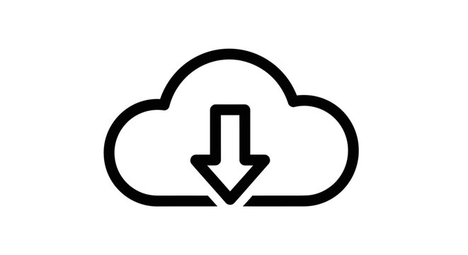 Cloud Download Icon Vector Illustration. Digital Data Transfer Symbol for Web, App Interface, and Online Storage Solutions.