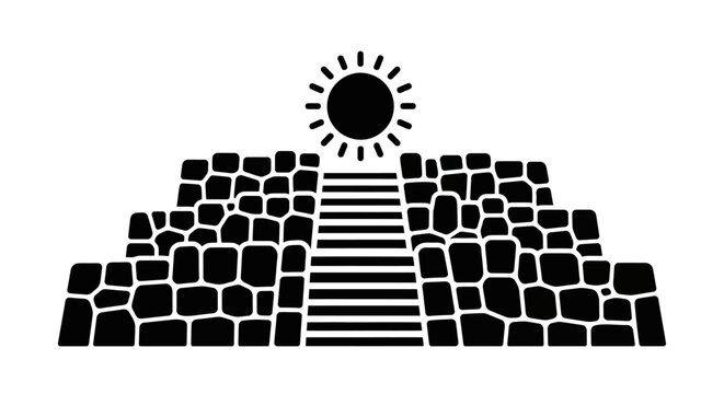 Stylized Pyramid with Sun Symbol Illustration.