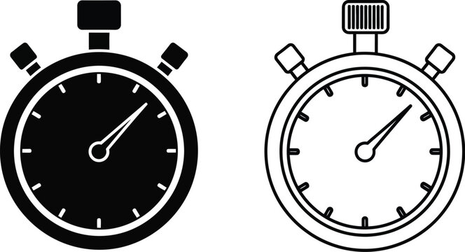 Stopwatch timer icons isolated on transparent background, Vector