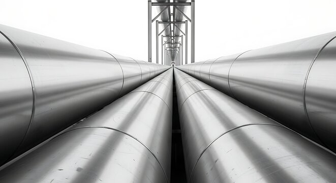 Tubos met&aacute;licos industriais em instala&ccedil;&otilde;es de fabrica&ccedil;&atilde;o modernas