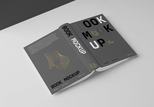Lying Open Back Hardcover Book Mockup