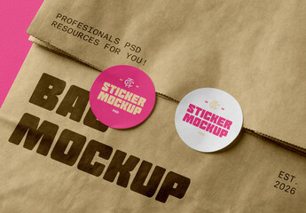 Circle Sticker on Bag Mockup