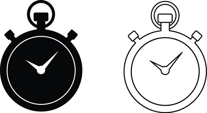 Stopwatch icons set isolated on transparent background, Vector