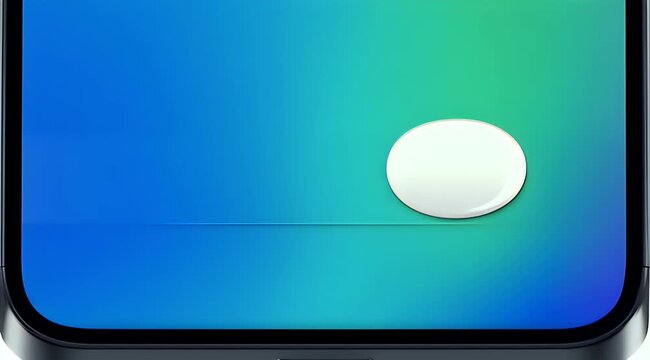 Close-up of a sleek, modern digital device with a circular holographic button and soft gradient background