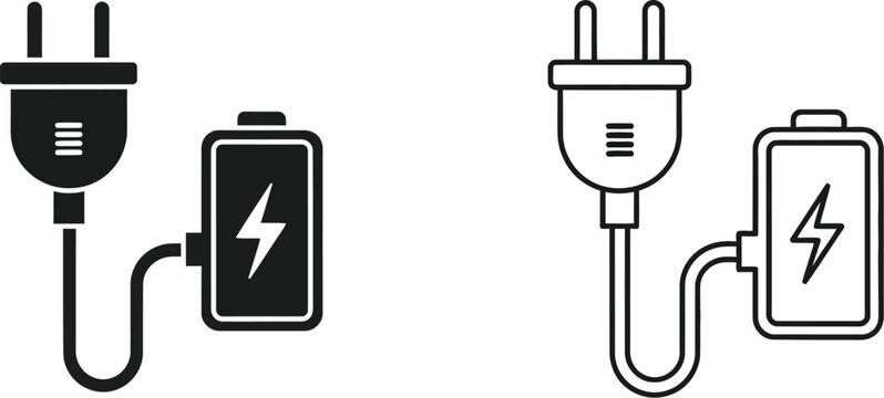 Charging icons set isolated on transparent background, Vector