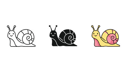 Snail illustrations in different styles on white background © Freefire