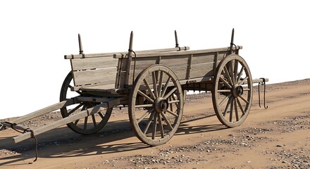 Fototapeta premium Old Weathered Wooden Cart on a Dirt Path