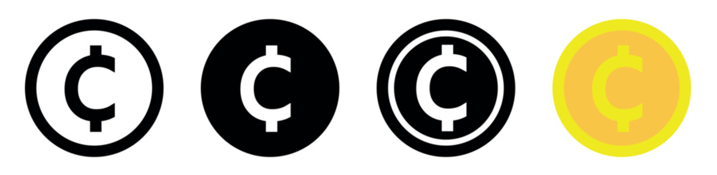 Cent sign icon.  vector illustration isolated on white background.