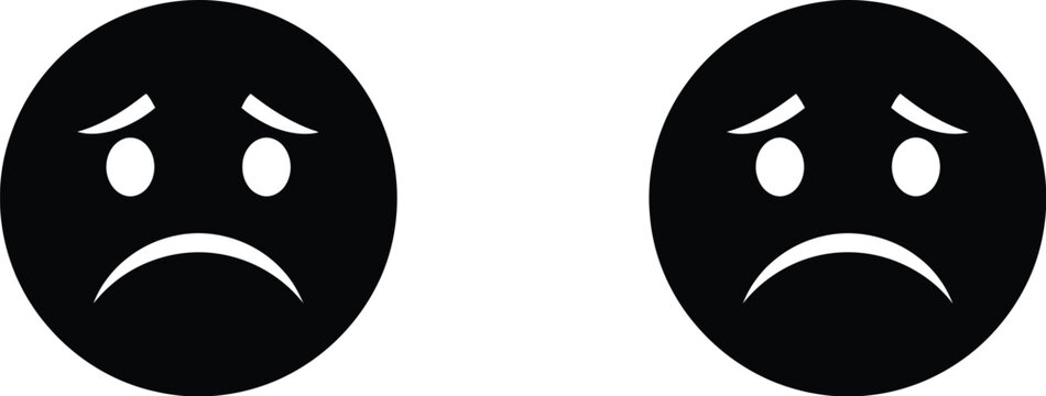 Angry faces emoticon unhappy expression isolated on transparent background, Vector