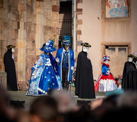 Venetian Carnival in the village of Rosheim, Alsace. Stunning masks and costumes.