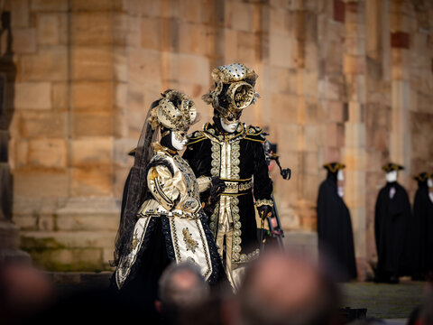 Venetian Carnival in the village of Rosheim, Alsace. Stunning masks and costumes.