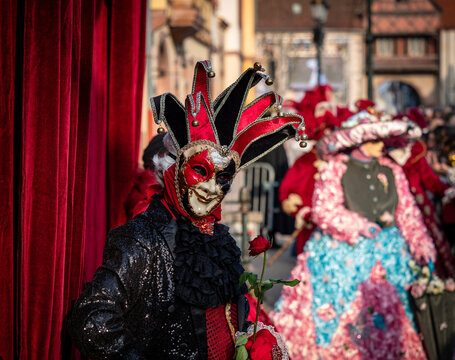 Venetian Carnival in the village of Rosheim, Alsace. Stunning masks and costumes.