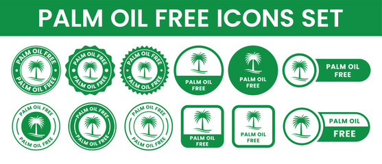 Palm oil free stamp seals set round grunge icons natural product label certification badges vector