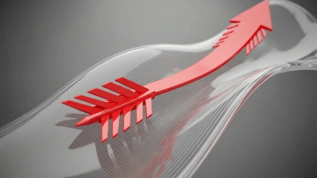 A red arrow moves forward through a clear wavy path