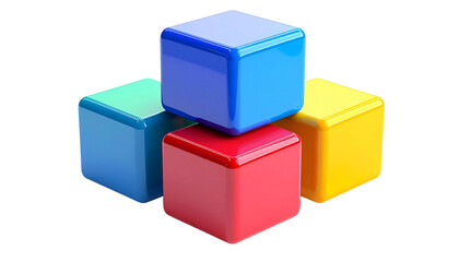 Obraz premium Colorful stack of cubes in blue red yellow and light blue on black background