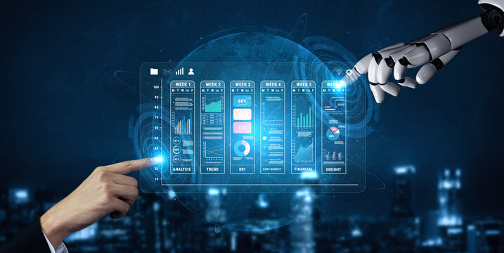 An AI powered weekly business performance report and analytics dashboard. AI tracking of trends, KPIs, and financial data for business insights. Motif