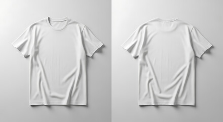 Front and back views of a crumpled white t-shirt on a gray background in Whisk style