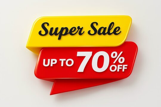 Super Sale banner with up to 70 percent off discount