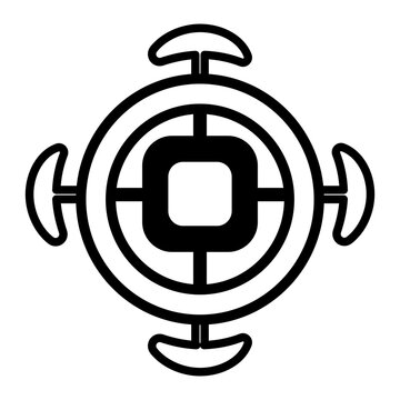 Futuristic Sci-Fi HUD element and mystical sigil icon. Abstract sacred geometry symbol, alien tech glyph, or game faction emblem for UI design. Vector isolated.