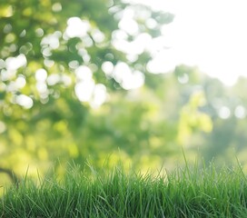 Vibrant green grass in sunny outdoor setting with blurred background