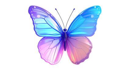 A vividly colorful butterfly with iridescent wings on a solid black background